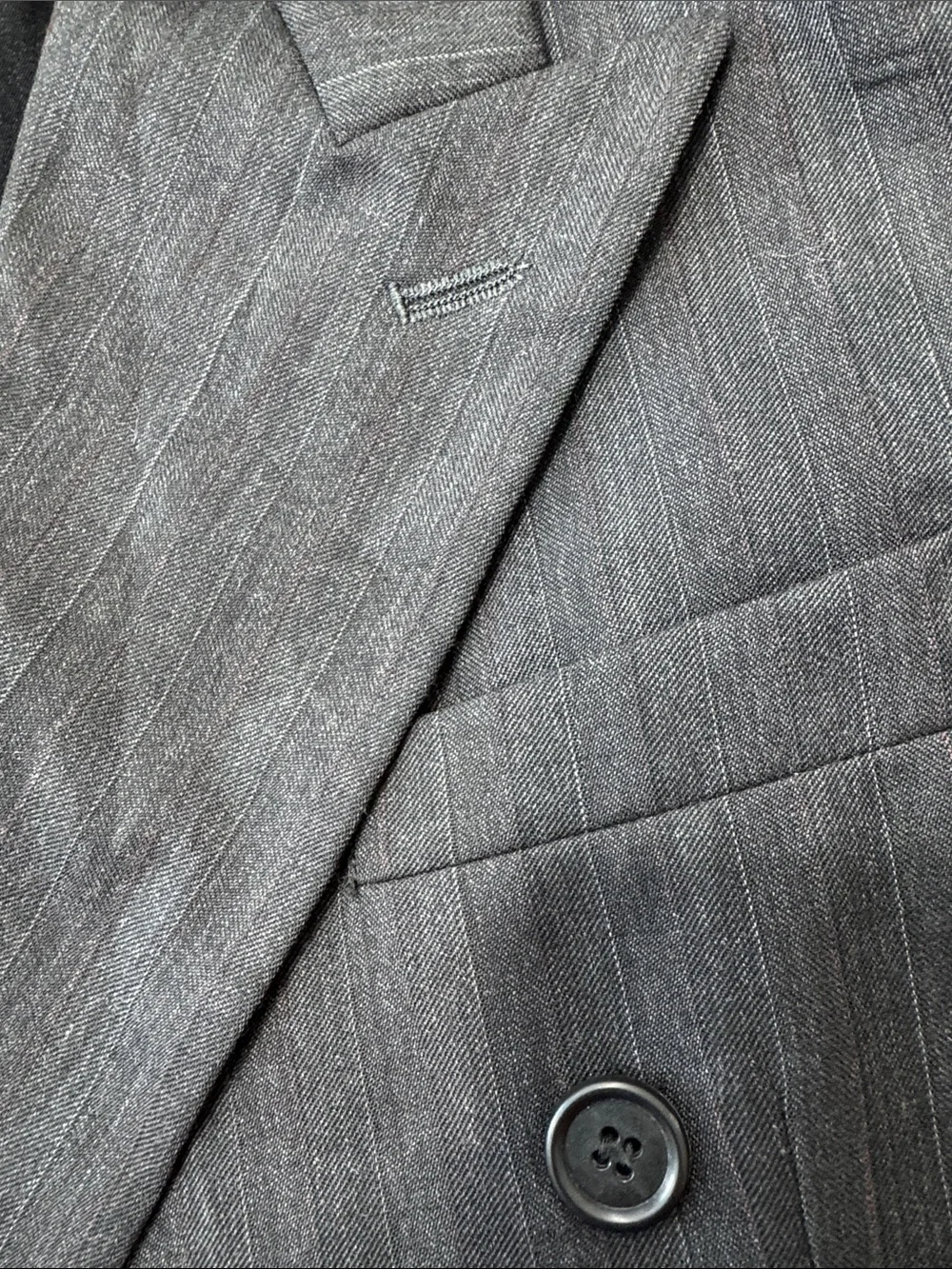 Cellini Collection Vintage Double-Breasted Gray Pinstripe Blazer